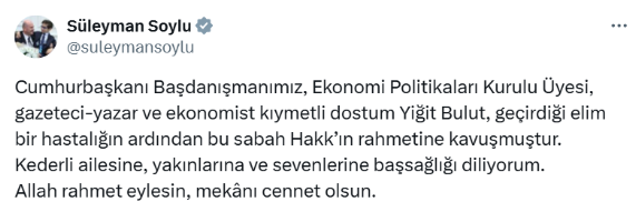 Ərdoğanın baş müşaviri xəstəlikdən vəfat etdi